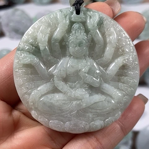 翡翠颈饰未镶嵌千手观音福利