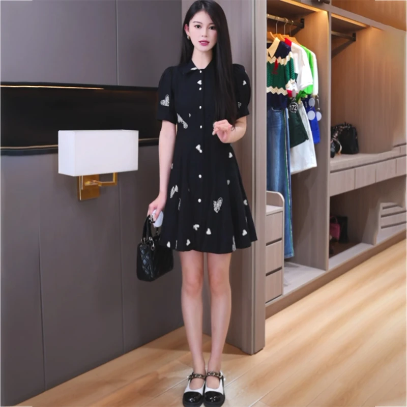 350767【依目系列】刺绣翻领连衣裙2I282765D