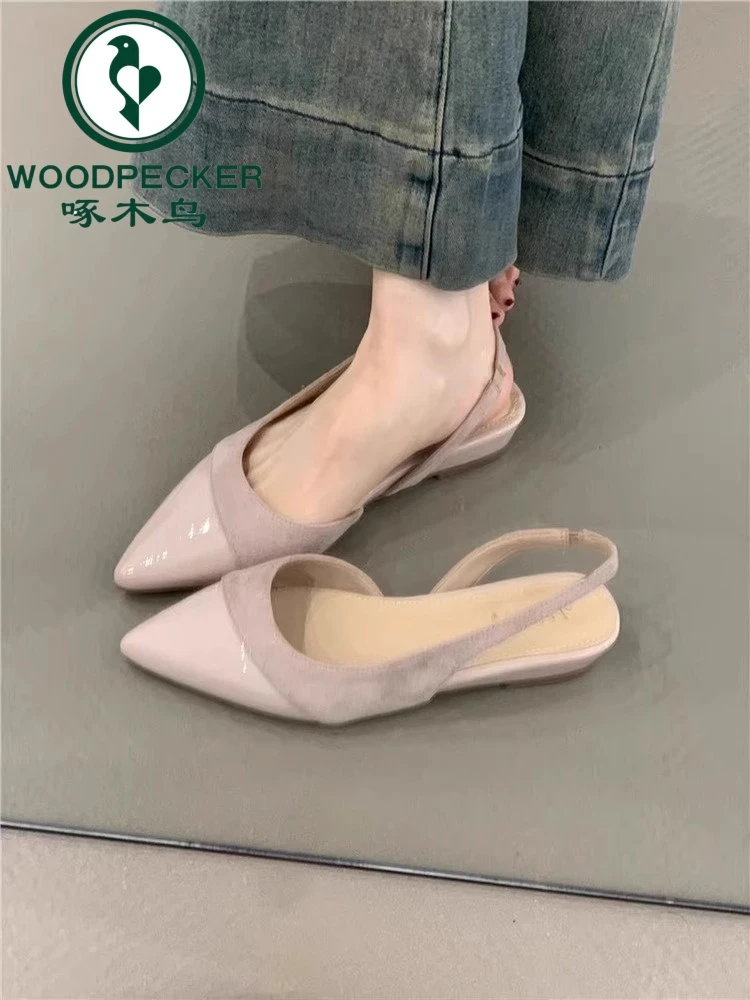 啄木鸟仙女风气质尖头单鞋女外穿2025夏季新款温柔通勤浅口包头鞋