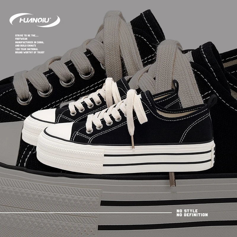 HUANQIU/环球百搭帆布厚底板鞋女鞋2025夏季新款舒适轻便潮流休闲