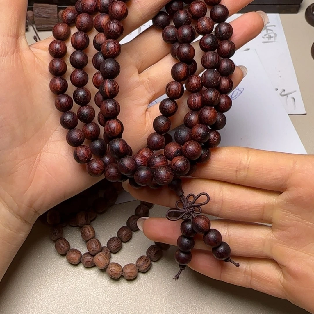 藤类降真香红油圆珠0.8*108多圈手串