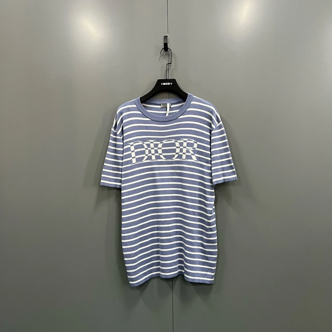 99新 DIOR/迪奥 jp918  条纹logo印花短袖 M码 012607