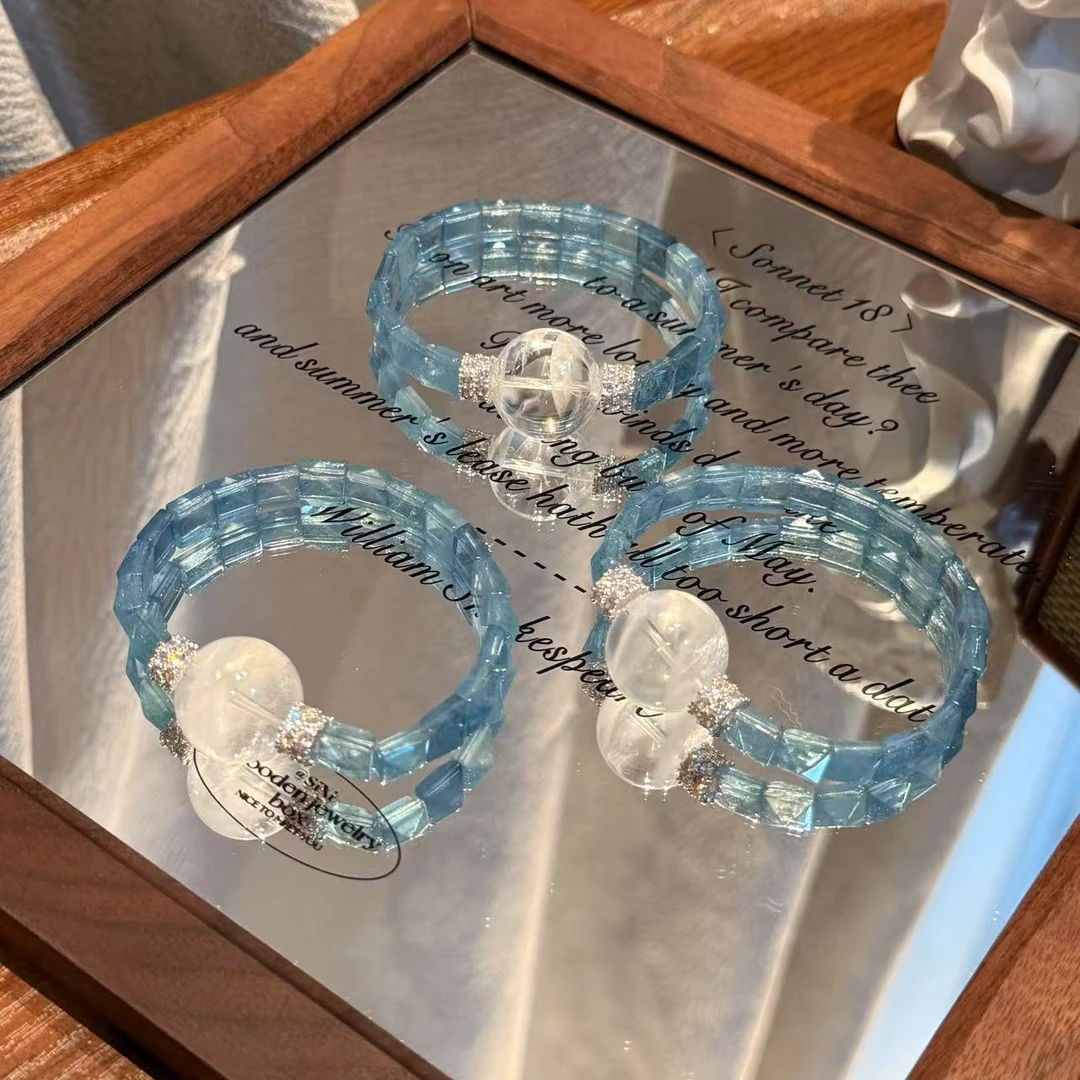 培育海蓝宝石海蓝宝白幽灵水晶手牌 多样性发其一ZW803