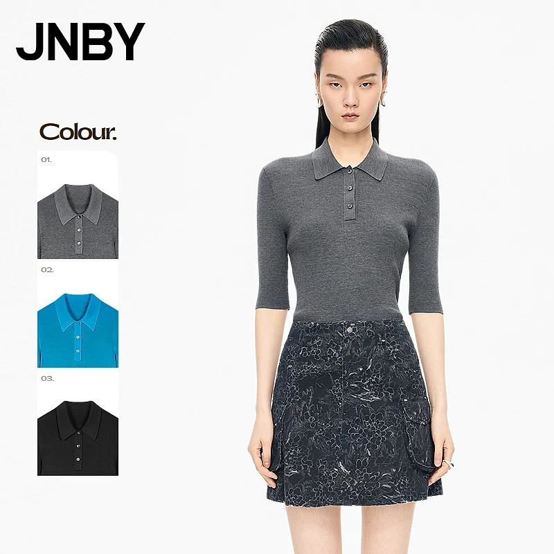 【商场同款】JNBY/江南布衣25秋新品毛衫套头修身polo领5P7311740