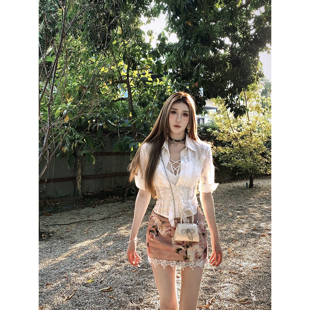 DREAM SEVEN77 蕾丝花边设计感短款半身裙女2025年夏季新款裙子装