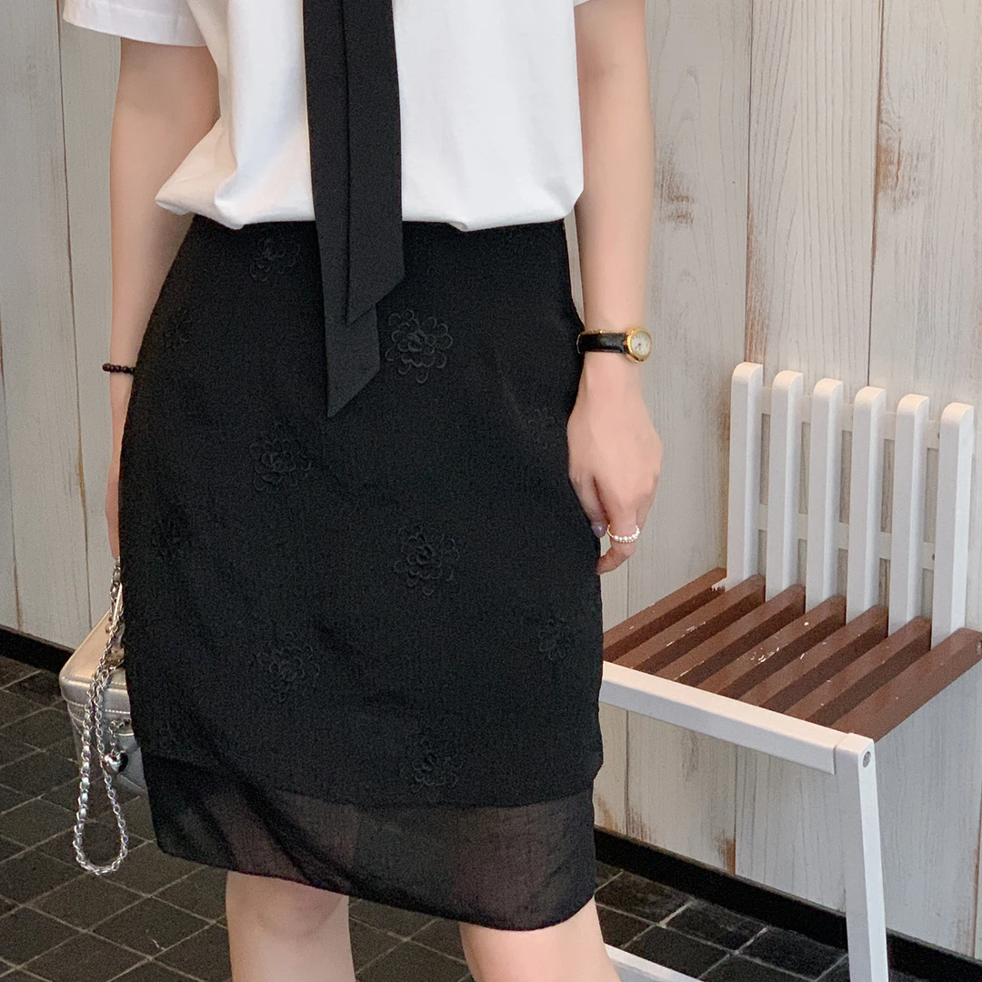 【现货】【夜色花园】FS502X026黑色刺绣半裙