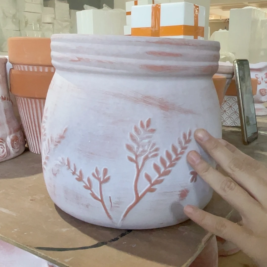 红陶复古树叶糖罐18-18