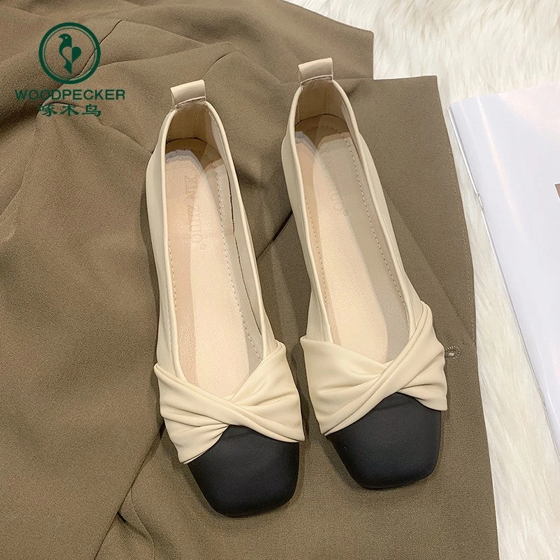 啄木鸟百搭软底晚晚风玛丽珍平底单鞋女2025春季新款配裙子小皮鞋