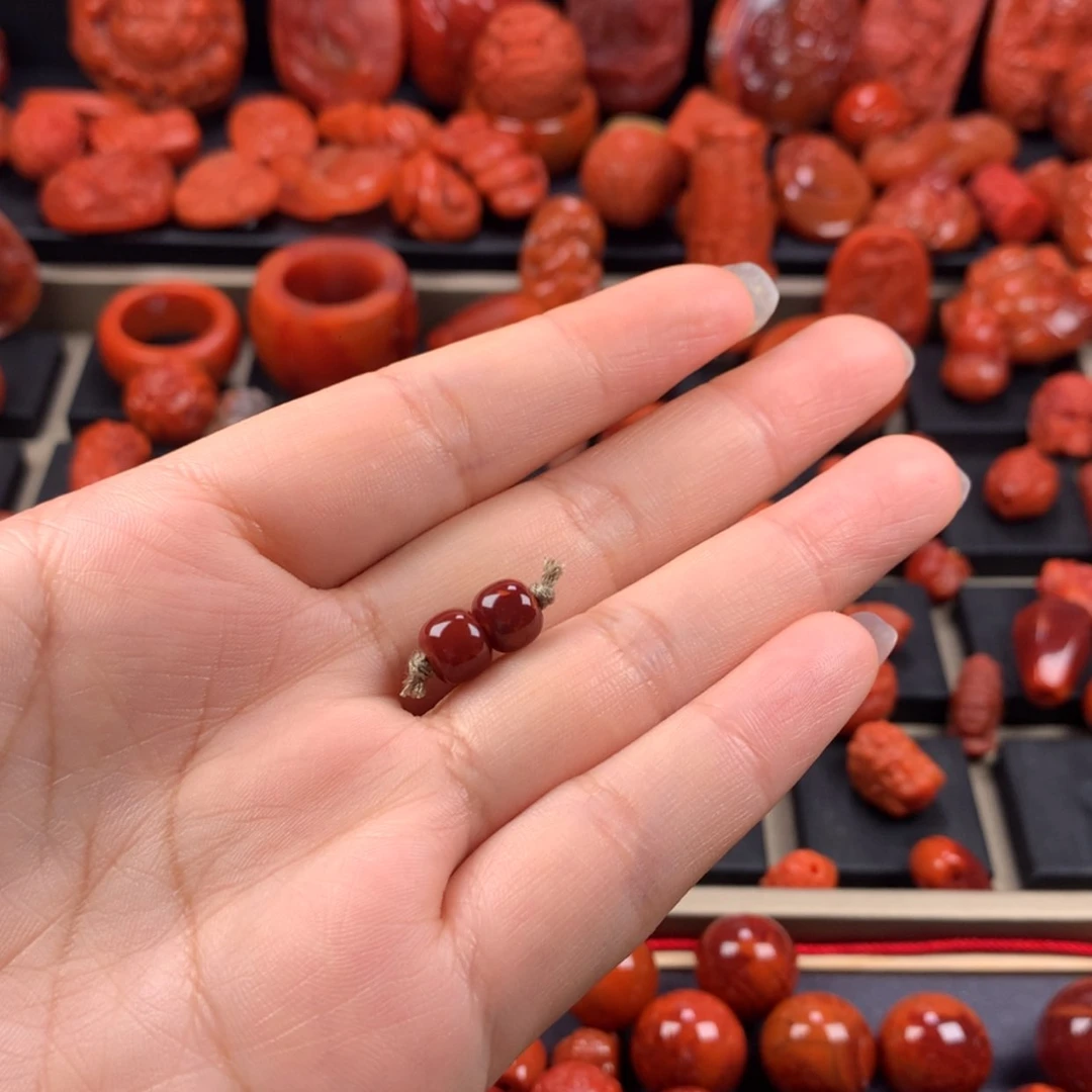 【闪购商品】南红玛瑙未镶嵌老型对珠7.6mm霖*
