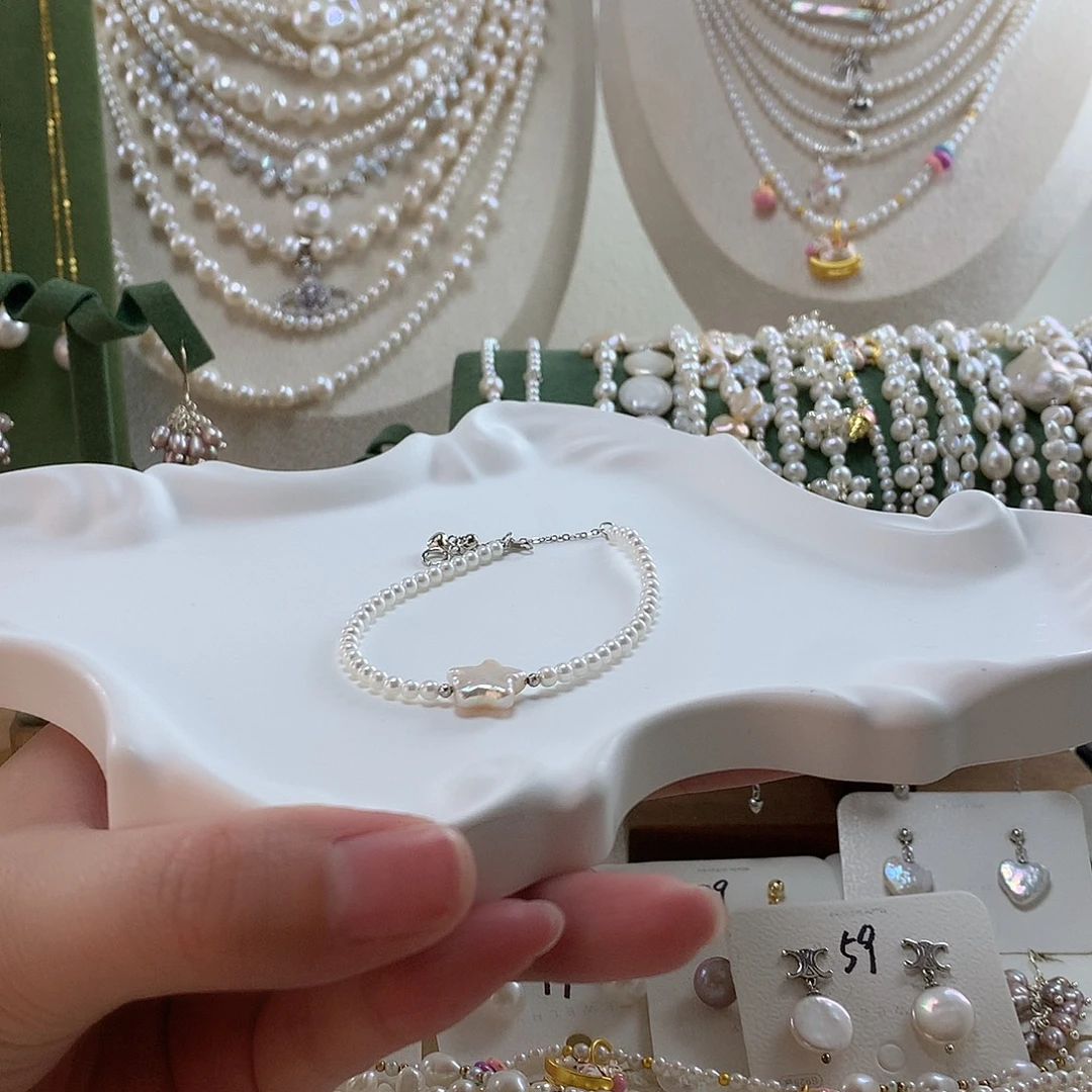 耳饰银S925镶嵌淡水珍珠