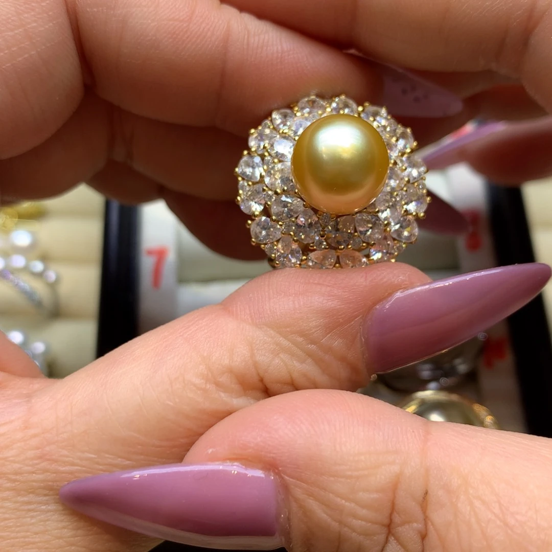 银S925镶嵌戒指海水珍珠