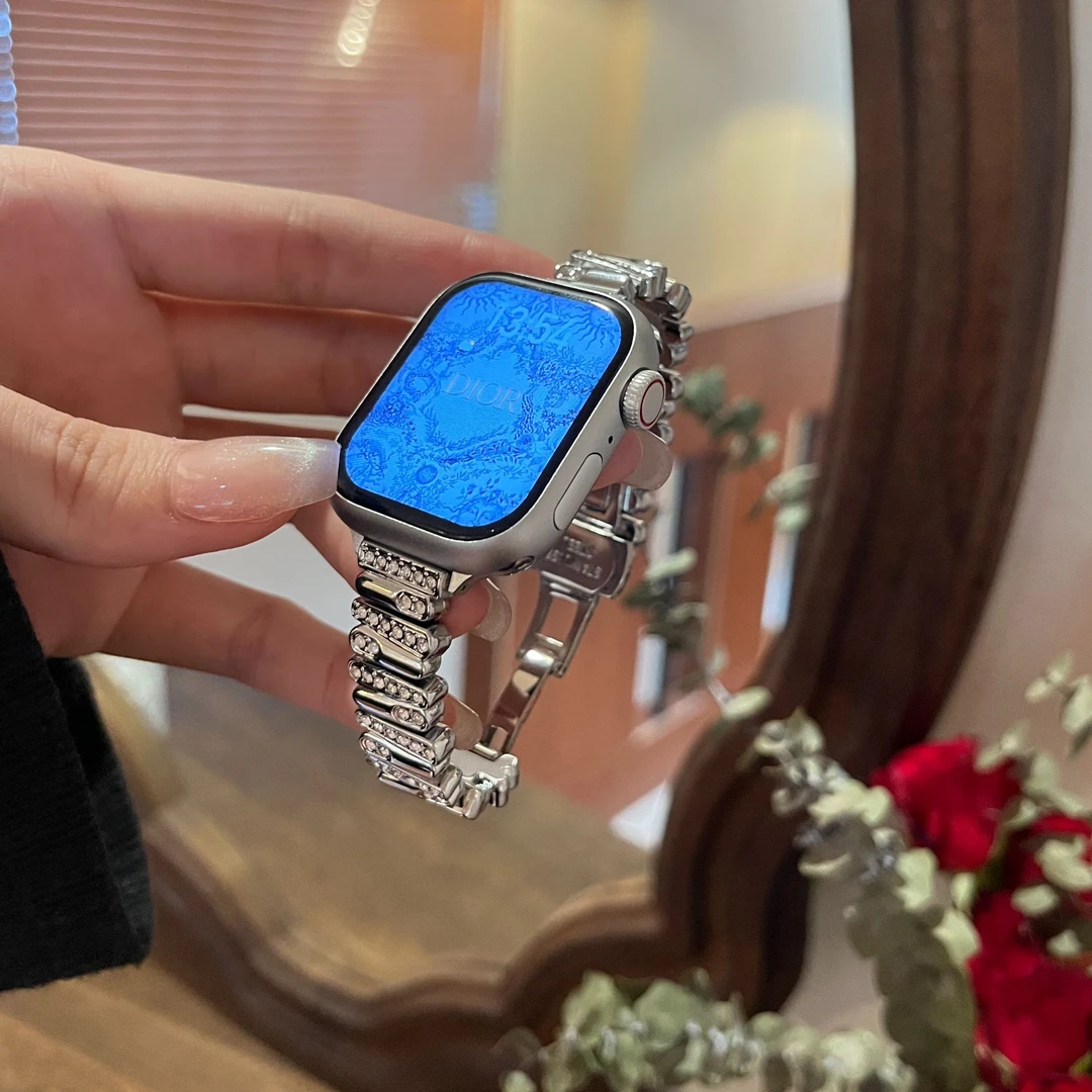 适用苹果手表iwatchS10表带气质SE金属S8高级S9不规则镶钻女款7夏