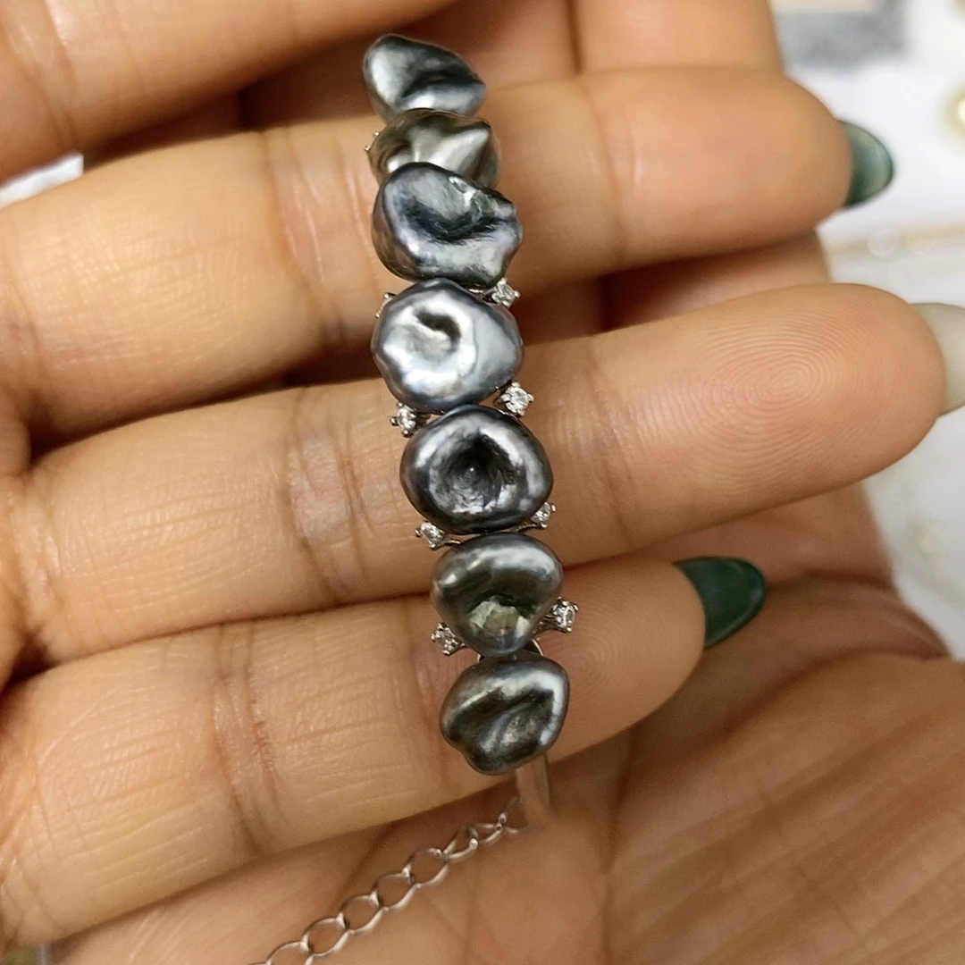 海水珍珠手绳银S925镶嵌S**?