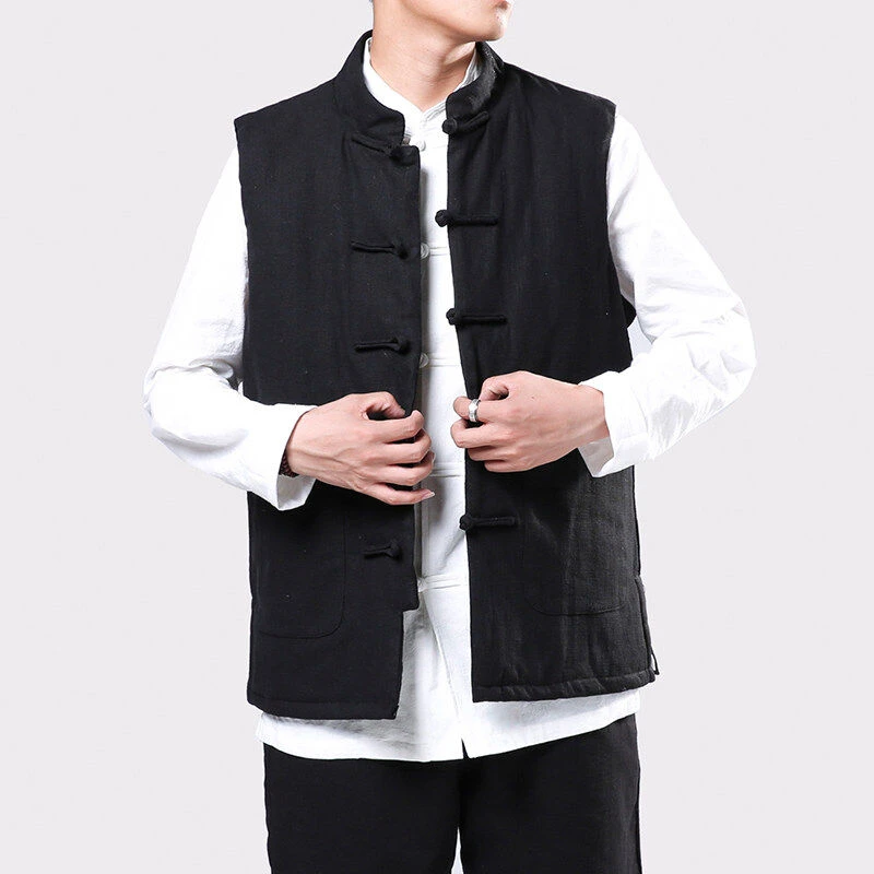 中国风马甲男士夹棉加厚外套秋冬新中式坎肩背心保暖茶服唐装棉袄