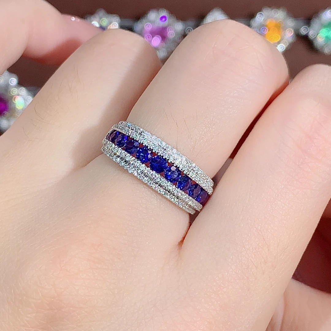 戒指蓝宝石18K金镶嵌1.132ct/天然宝石/七天无理由