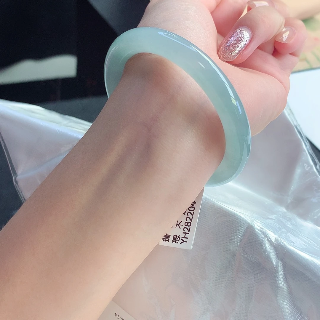 未镶嵌手镯翡翠天然A货翡翠56/57冰蓝胶条捡漏款