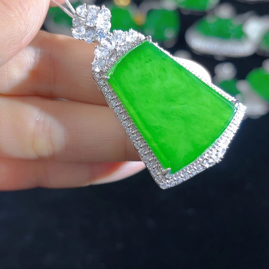 翡翠银S925镶嵌吊坠(不含链)