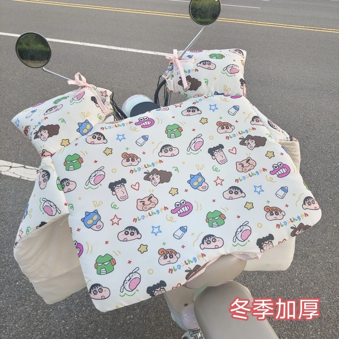 电动车挡风被加绒加厚冬季挡风被蜡笔小新电瓶车挡风被新款厚CSQ