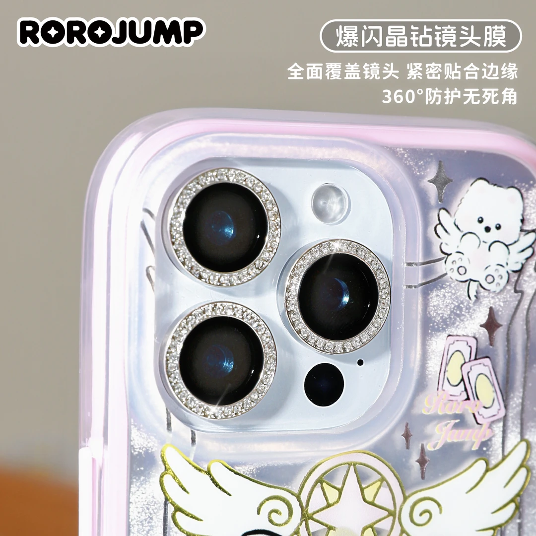 肉肉酱耐磨防摔镶钻高透苹果手机镜头膜苹果手机摄像头钢化保护膜