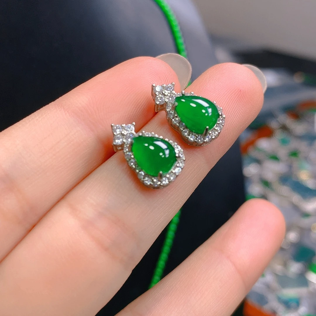 翡翠未镶嵌吊坠(不含链)耳钉