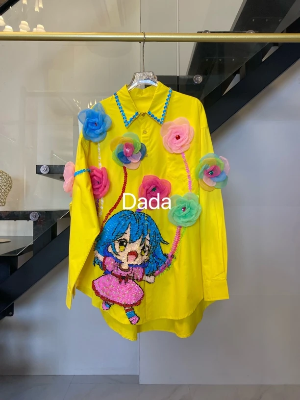 Dada设计款新款重工个性款休闲时尚百搭洋气宽松衬衫C12039