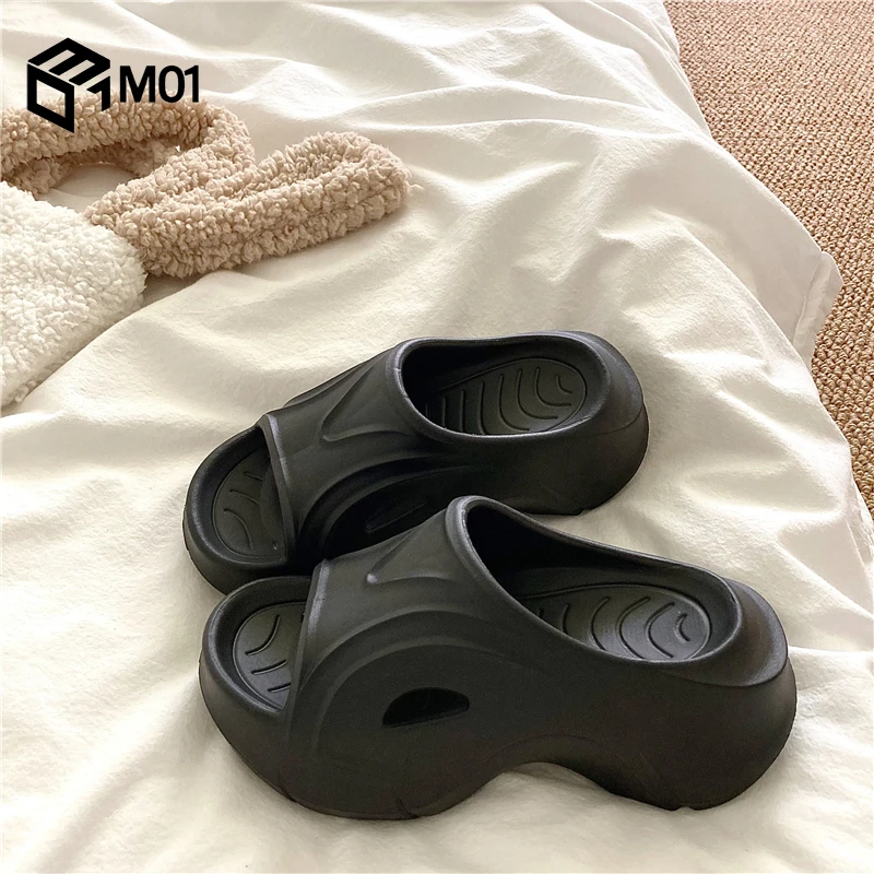 M017cm显腿长巨显高厚底外穿拖鞋女ins夏季百搭沙滩一字凉拖鞋潮