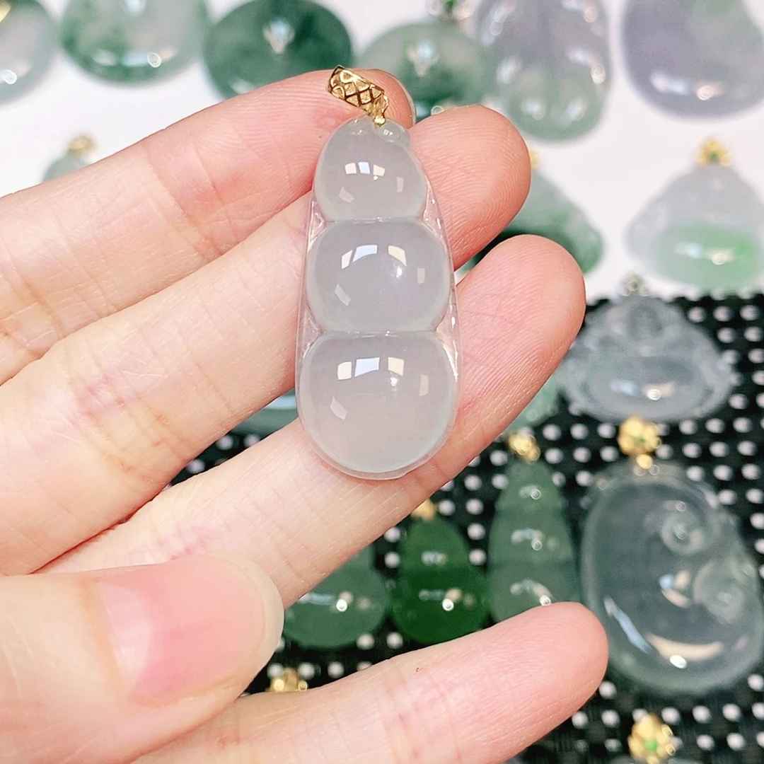 吊坠(不含链)18K金镶嵌翡翠