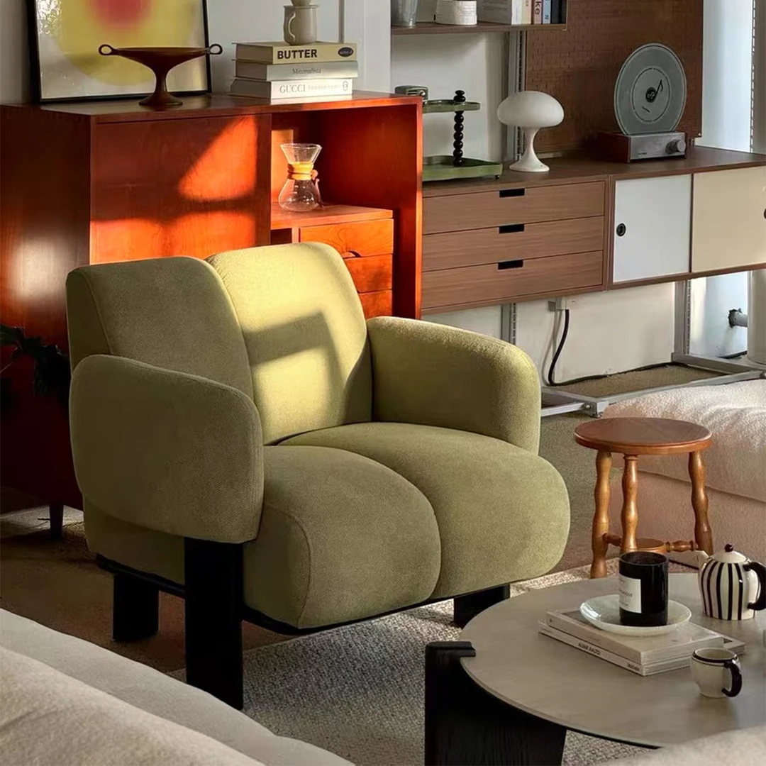 阑珊阁考拉单人沙发椅法式中古风客厅阳台休闲椅复古懒人沙发单椅