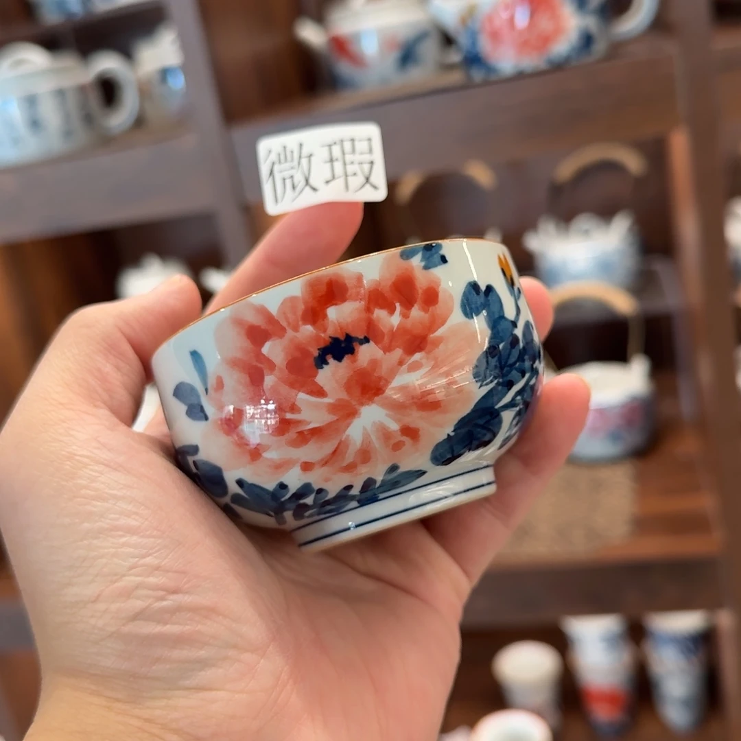 釉下手绘茶具微瑕