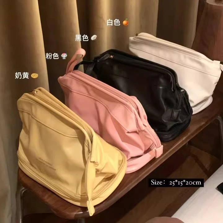 大容量巨能装云朵双层化妆包新款便携式手提收纳袋ins收纳包简约