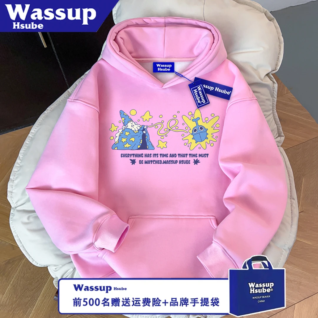 WASSUP HSUBE潮流宽松秋冬印花休闲长袖魔法师百搭卫衣情侣上衣