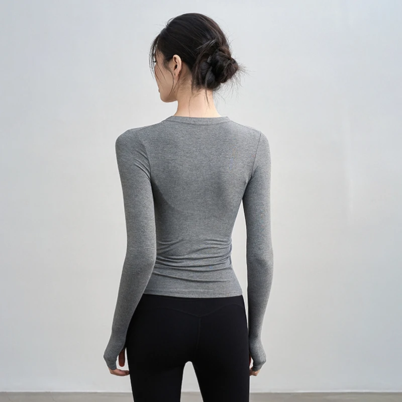瑜伽服女2025春夏新款修身显瘦运动上衣高级感长袖跑步训练健身服