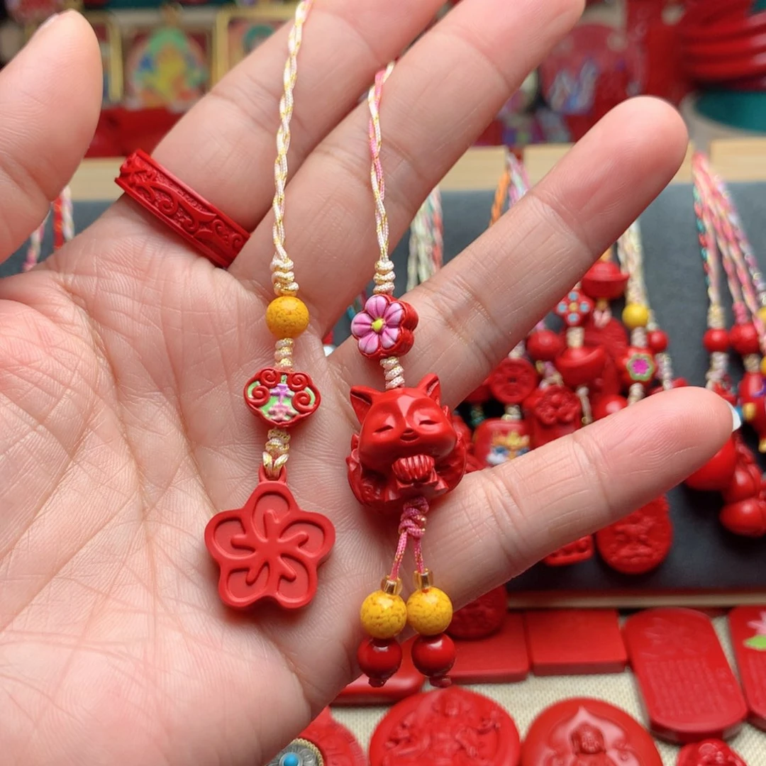 天然辰砂工艺品朱砂手机坠