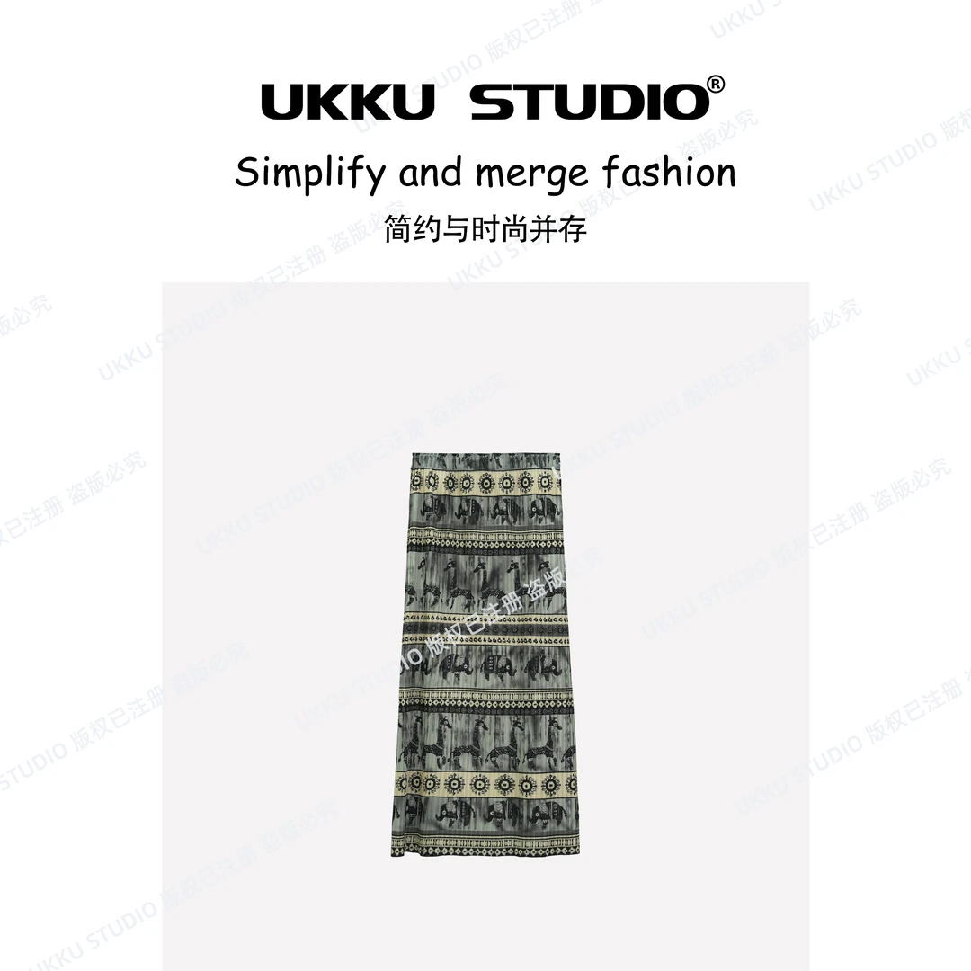 文文【裙子组合链接】轻奢设计师高级宽松印花性感半身裙