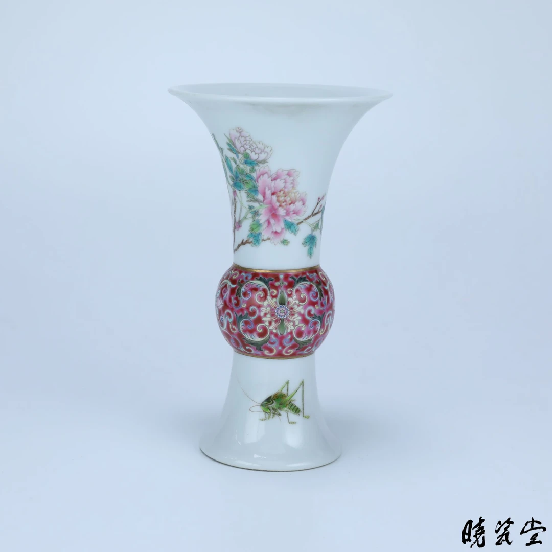 【晓瓷堂】粉彩缠枝花卉纹花觚 QT250499
