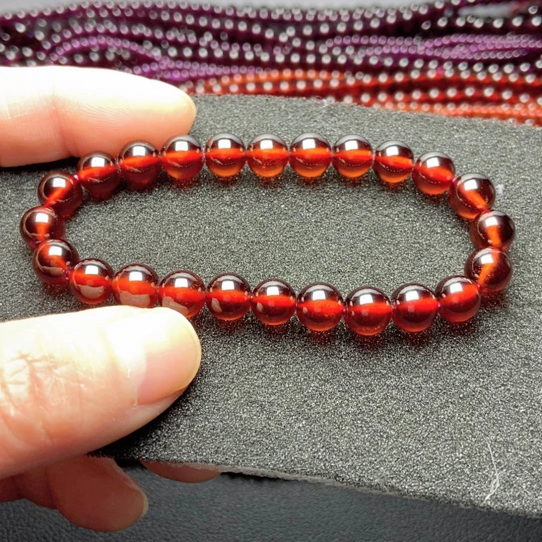 未镶嵌手链石榴石无**谓8橙红色毕业级10A