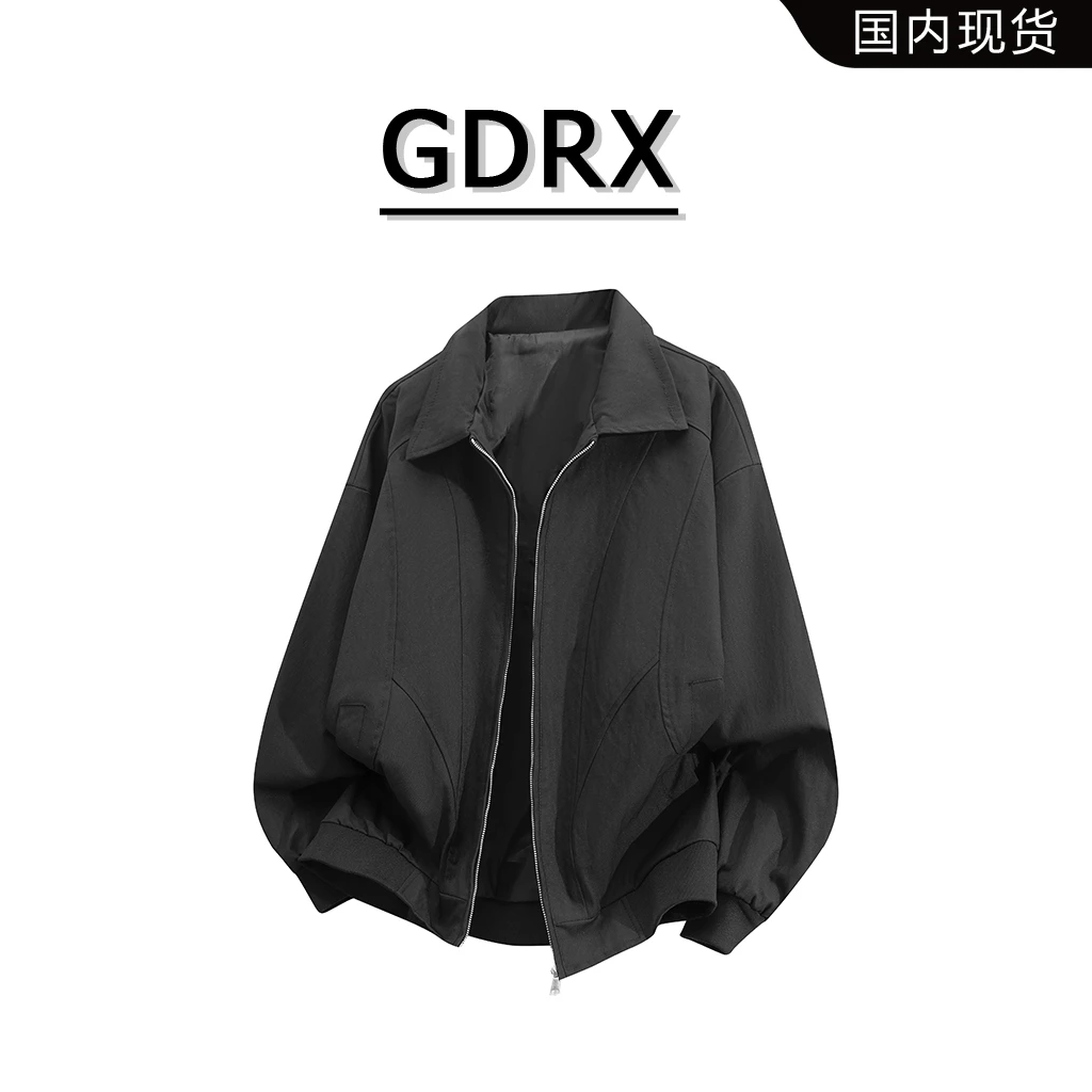 GDRX美式高街复古翻领夹克男款秋季潮牌宽松休闲轻熟风工装外套