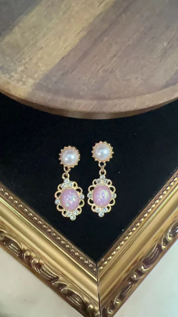 铜合金耳饰 复古拼色耳钉复古古风206