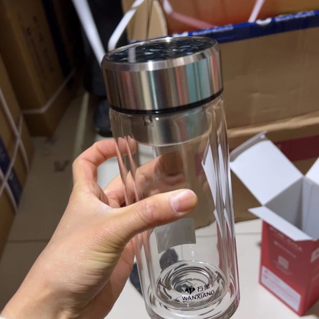 万象V929双层玻璃杯430加杯套