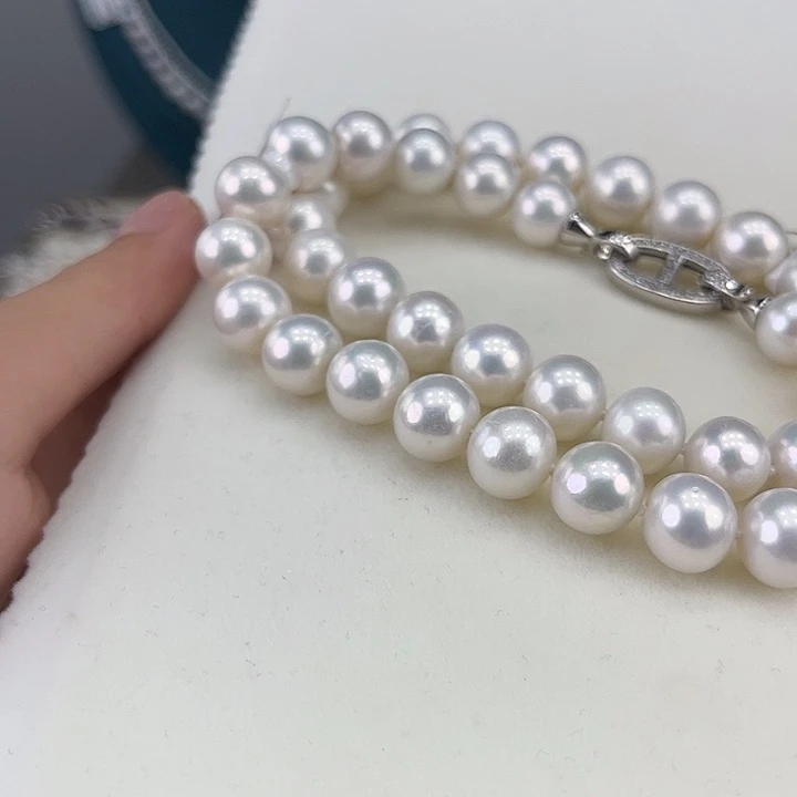 淡水珍珠银S925镶嵌颈饰10-11极光高品
