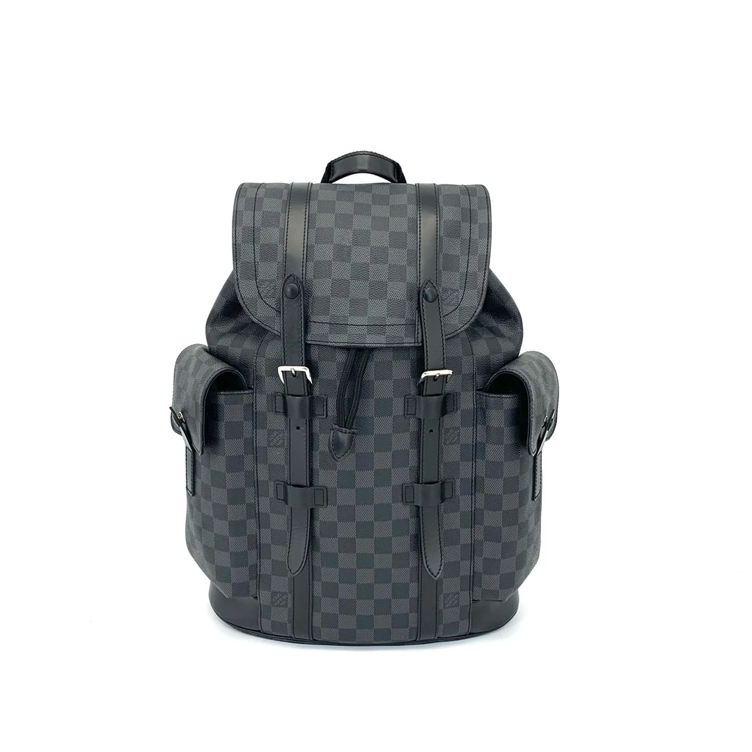 99新 LouisVuitton/路易威登 Christopher棋盘格双肩包 尺寸38/44