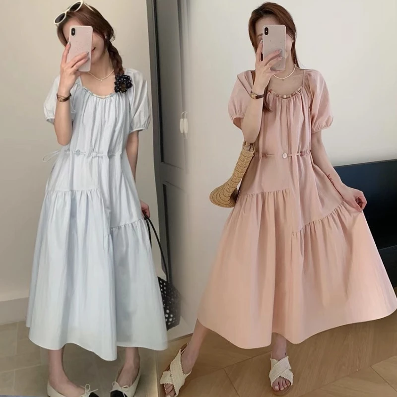 哺乳期胖MM产后外穿孕妇装遮肚喂奶连衣裙2025夏季新款设计感薄款