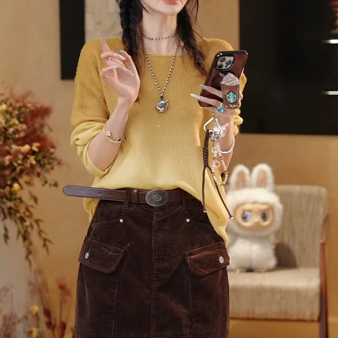 「萤河万象」秋冬新款上衣渐变细闪软糯舒适针织衫LK2506780