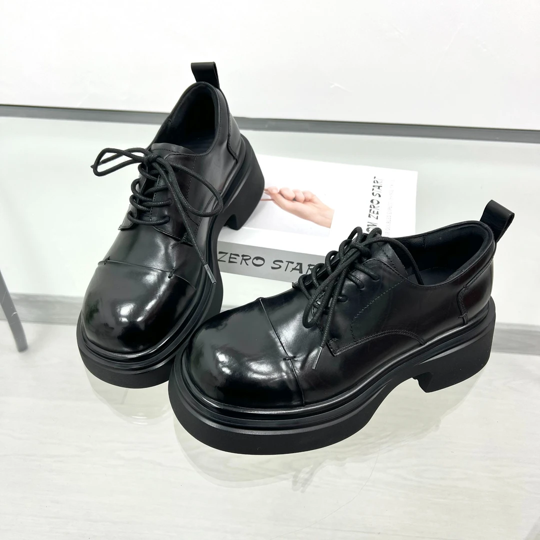 2627-2新款春季真皮厚底增高时尚乐福鞋纯皮洋气女士皮鞋