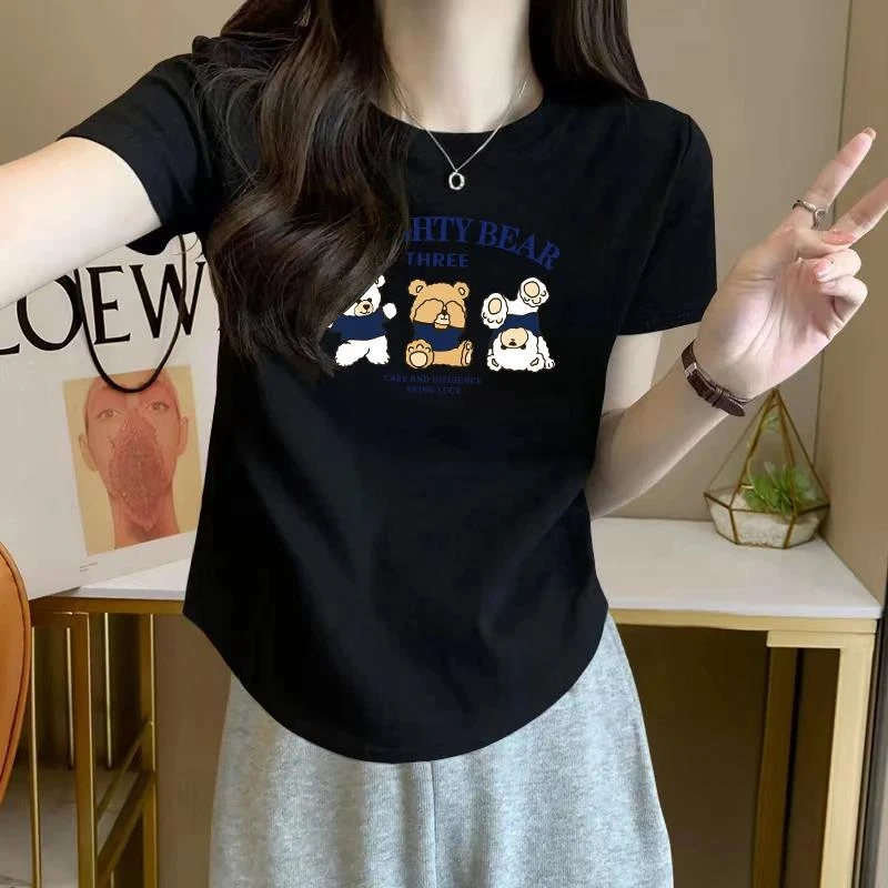 艾格大码纯欲风辣妹修身显瘦t恤正肩T恤女夏季洋气减龄韩版