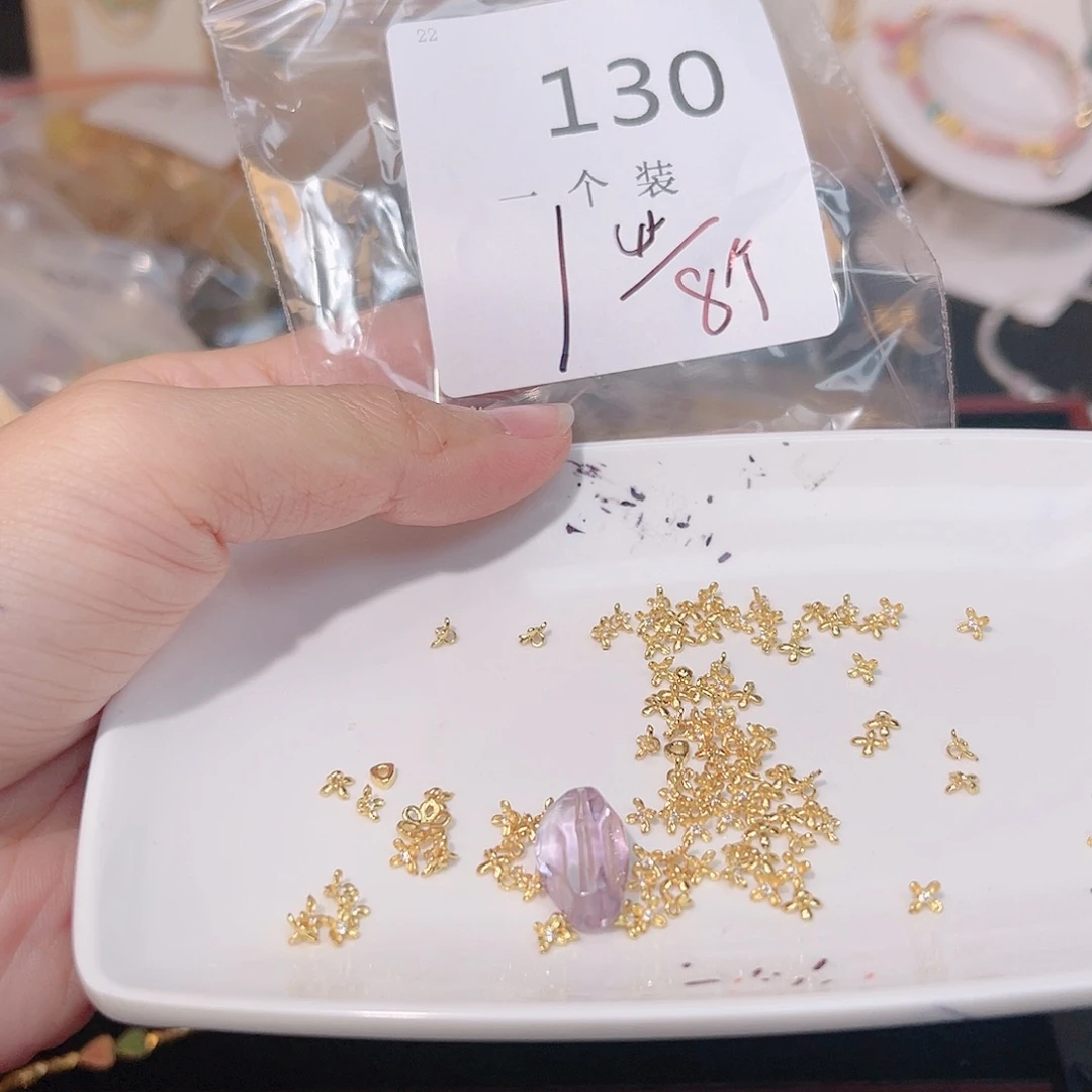 水晶珠宝半成品银S925镀金镶嵌130