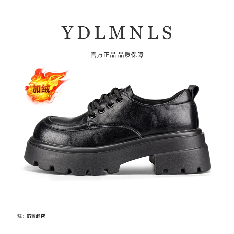 2025春季潮流圆头乐福鞋系带英伦风时尚厚底女士皮鞋YD-MD80275