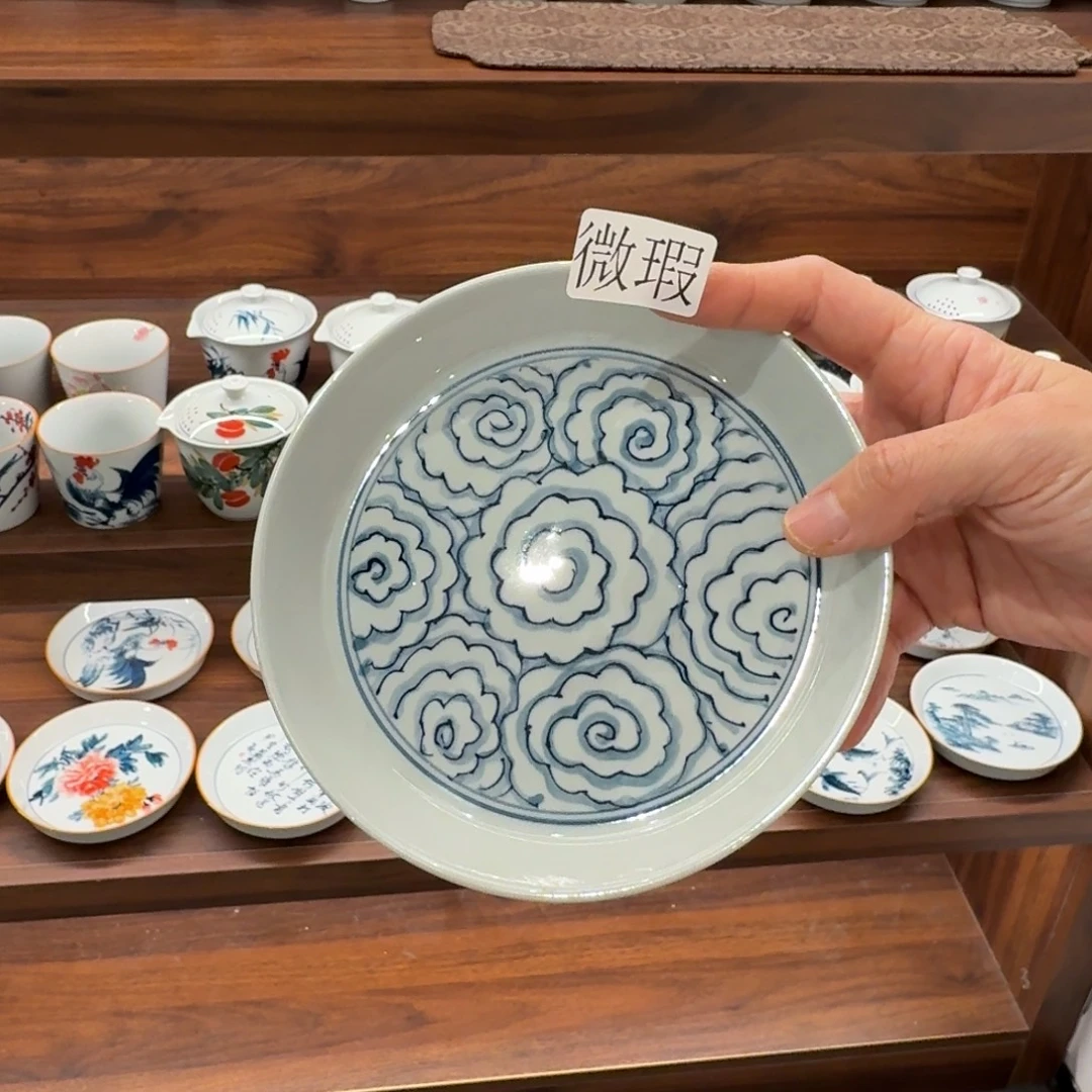 釉下手绘茶具微瑕