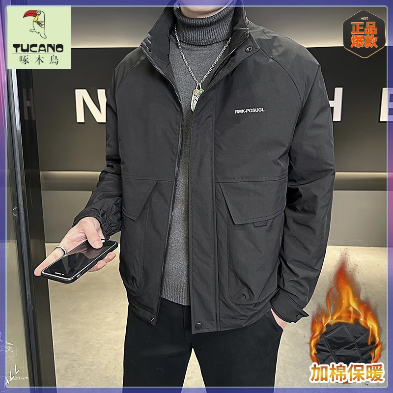 TUCANO/啄木鳥男士立领春季加厚休闲夹克宽松百搭工装保暖潮外套