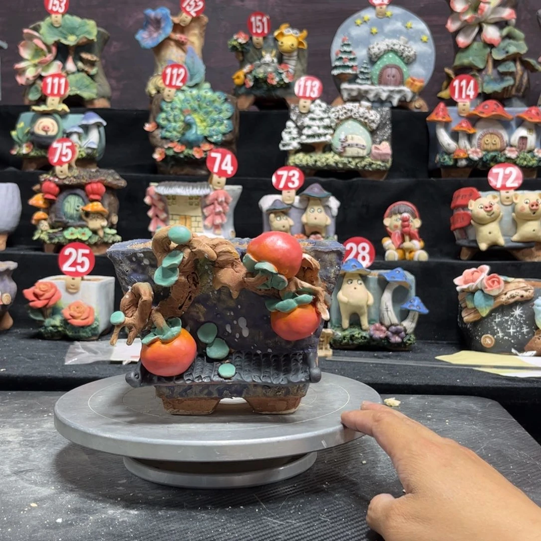 红陶G****磊白狐花器多肉花盆